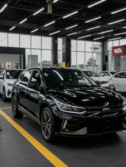 Vehicle in a workshop